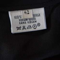 Hermes Black Wool Fold Over Front Pencil Skirt L