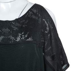 Pre Owned Hermes Bottle Green Crochet Knit Detail Tasseled Drawstring Dress M