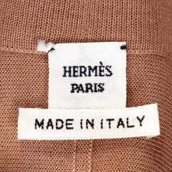 Hermes Peach Parure De Gala Print Cashmere & Silk Belted Cardigan S