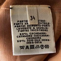 Hermes Peach Parure De Gala Print Cashmere & Silk Belted Cardigan S