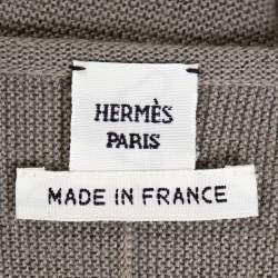Pre Owned Hermes Grey Alpaca & Silk Floral Print Paneled Sweater M