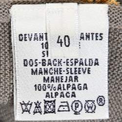 Pre Owned Hermes Grey Alpaca & Silk Floral Print Paneled Sweater M
