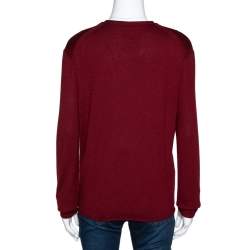 Hermès Burgundy Cashmere Silk Button Front Cardigan M