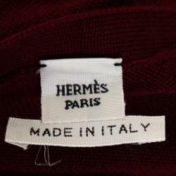 Hermès Burgundy Cashmere Silk Button Front Cardigan M