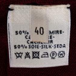 Hermès Burgundy Cashmere Silk Button Front Cardigan M