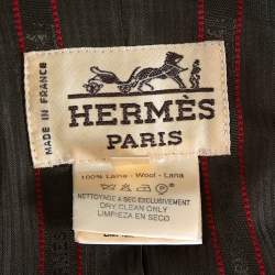 Pre Owned Hermes Uniform Green Wool & Velvet Collar Detail Knee Length Vintage Coat L