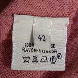 Pre Owned Hermes Pink Knit Sleeve Tie Detail Top L