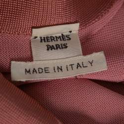 Pre Owned Hermes Pink Knit Sleeve Tie Detail Top L