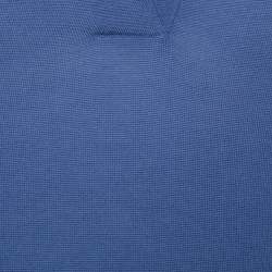 Pre Owned Hermès Blue Cashmere Sleeveless Polo T-Shirt S