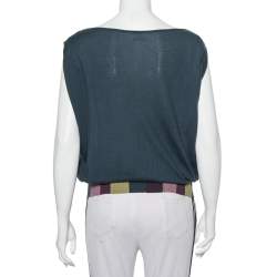 Pre Owned Hermes Multicolor Paisley Printed Knit & Cashmere Oversized Sleeveless Top S