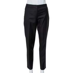 Hermes Black Wool Tapered Leg Trousers M