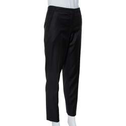 Hermes Black Wool Tapered Leg Trousers M