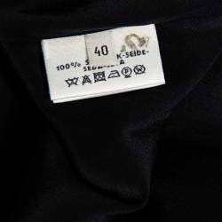 Pre Owned Hermés Black Silk Crepe Sleeveless V-neck Maxi Dress M