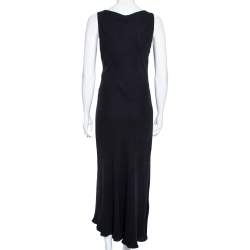 Pre Owned Hermés Black Silk Crepe Sleeveless V-neck Maxi Dress M