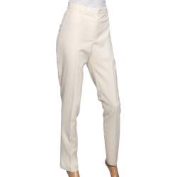 Hermes Cream Wool Trousers M
