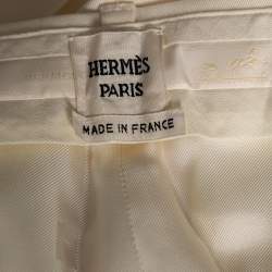 Hermes Cream Wool Trousers M