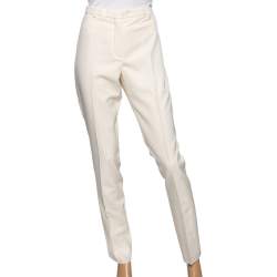 Hermes Cream Wool Trousers M