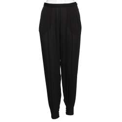 Hermes Black Silk Quilted Detail Joggers M