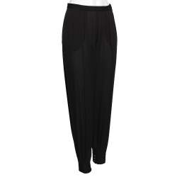 Hermes Black Silk Quilted Detail Joggers M
