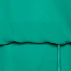 Pre Owned Hermes Green Silk Belted Shift Dress M