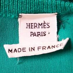 Pre Owned Hermes Green Silk Belted Shift Dress M