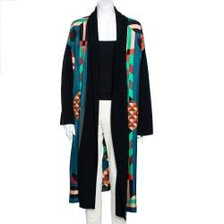 Hermes Multicolor Printed Silk & Knit Open Front Cardigan M