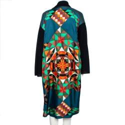 Hermes Multicolor Printed Silk & Knit Open Front Cardigan M
