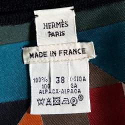 Hermes Multicolor Printed Silk & Knit Open Front Cardigan M