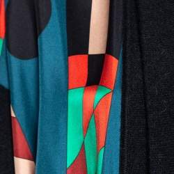 Hermes Multicolor Printed Silk & Knit Open Front Cardigan M