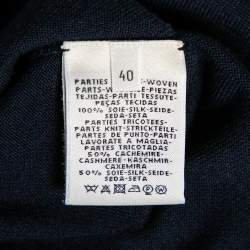 Pre Owned Hermes Blue Bandana Print Silk and Knit Dress M