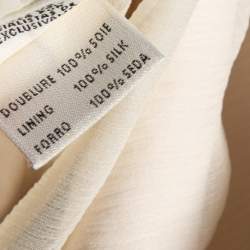 Pre Owned Hermes Cream Leather Floral Embroidered Sleeveless Mini Dress M