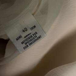 Pre Owned Hermes Cream Leather Floral Embroidered Sleeveless Mini Dress M