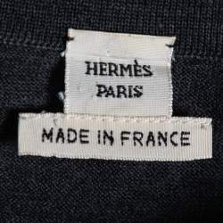 Hermes Charcoal Grey Wool Sleeveless Button Front Long cardigan M