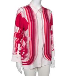 Hermes Pink Brides De Gala Printed Silk Button Front Shirt L