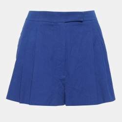 Hermes Blue Cotton Pleat Detailed Shorts M