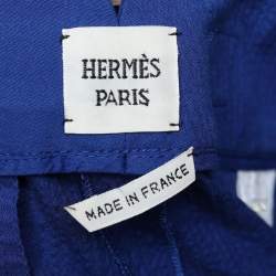 Hermes Blue Cotton Pleat Detailed Shorts M