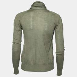 Pre Owned Hermes Green Cashmere Wrap Detail Sweater S