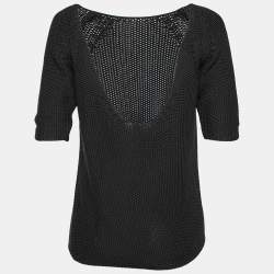 Pre Owned Hermes Black Cotton Knit Low Back Detail Sweater S