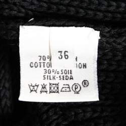 Pre Owned Hermes Black Cotton Knit Low Back Detail Sweater S