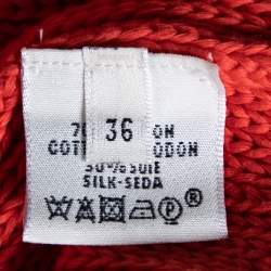 Hermes Orange Cotton Knit Low Back Detail Sweater S