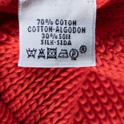 Hermes Orange Cotton Knit Low Back Detail Sweater S