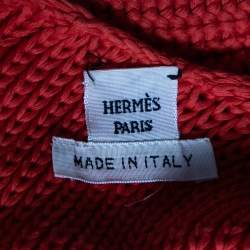 Hermes Orange Cotton Knit Low Back Detail Sweater S