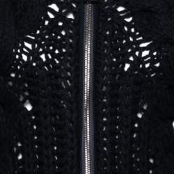 Hermes Navy Blue Cashmere Chunky Cable Knit Zip Front Cardigan S