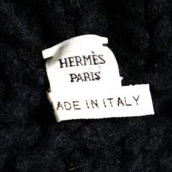 Hermes Navy Blue Cashmere Chunky Cable Knit Zip Front Cardigan S