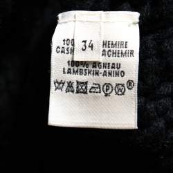 Hermes Navy Blue Cashmere Chunky Cable Knit Zip Front Cardigan S