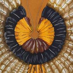 Pre Owned Hermes Brown Printed Silk Twill & Alpaca Knit Long Sleeve Dress S