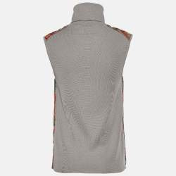 Hermès Grey La Laboratoire du Temps Silk Sleeveless Turtleneck Top