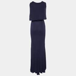 Hermès Deep Purple Jersey Open Back Knit Maxi Dress M