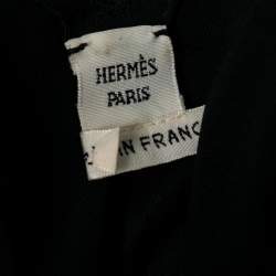 Pre Owned Hermes Black Jersey V-Neck Long Sleeve Dress S