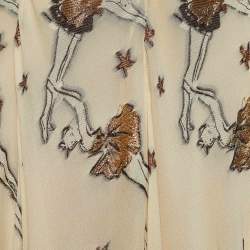 Hermes Beige Ballerina Lurex Jacquard Silk Maxi Skirt S